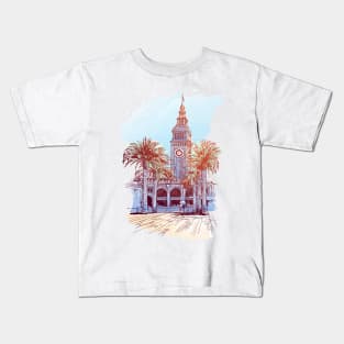 Panorama of the Embarcadero.Watercolor painted Sketch. EPS10 vector illustration. Kids T-Shirt